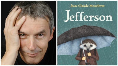 Författaren Jean-Claude Mourlevat och hans bok Jefferson.